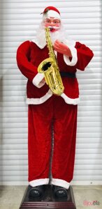 Декоративний новорічний Дід Мороз великий з саксофоном 180 см
