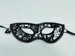 Карнавальна маска мереживна чорна на карнавали Новий Рік 12 штук упаковка