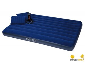 Надувний матрац Intex 68765 насос, подушки (203х152х23 см)