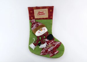 Носок різдвяний для подарунків Сніговик 30х47см