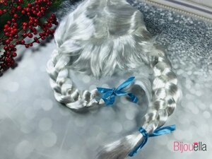 Новорічний перуку 50 см Снігуронька з двома косами на святкові ранки, вечірки або корпоративи