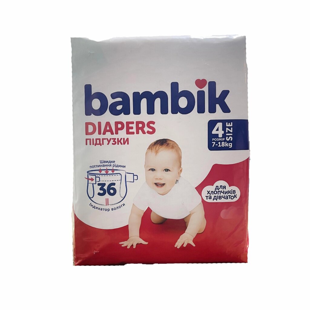 Дитячі підгузки Bambik 4 MAXI (7-18 кг. 36 шт від компанії Лізок - фото 1
