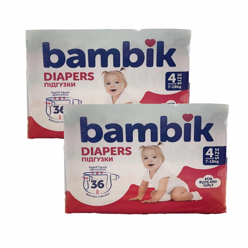 Дитячі підгузки Bambik 4 MAXI (7-18 кг) 72 шт від компанії Лізок - фото 1