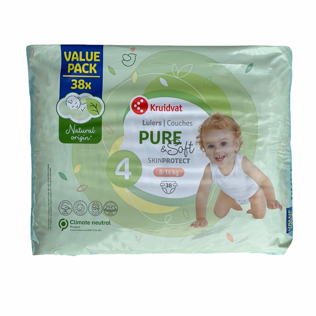 Дитячі підгузки Kruidvat Pure & Soft 4 (8-14 кг. 38 шт від компанії Лізок - фото 1