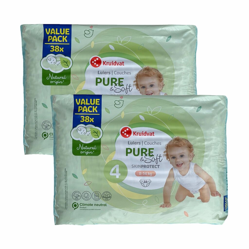 Дитячі підгузки Kruidvat Pure & Soft 4 (8-14 кг. 76 шт від компанії Лізок - фото 1