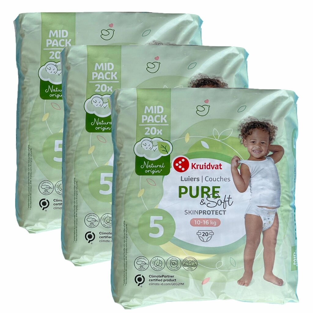 Дитячі підгузки Kruidvat Pure & Soft 5 (10-16 кг. 60 шт від компанії Лізок - фото 1