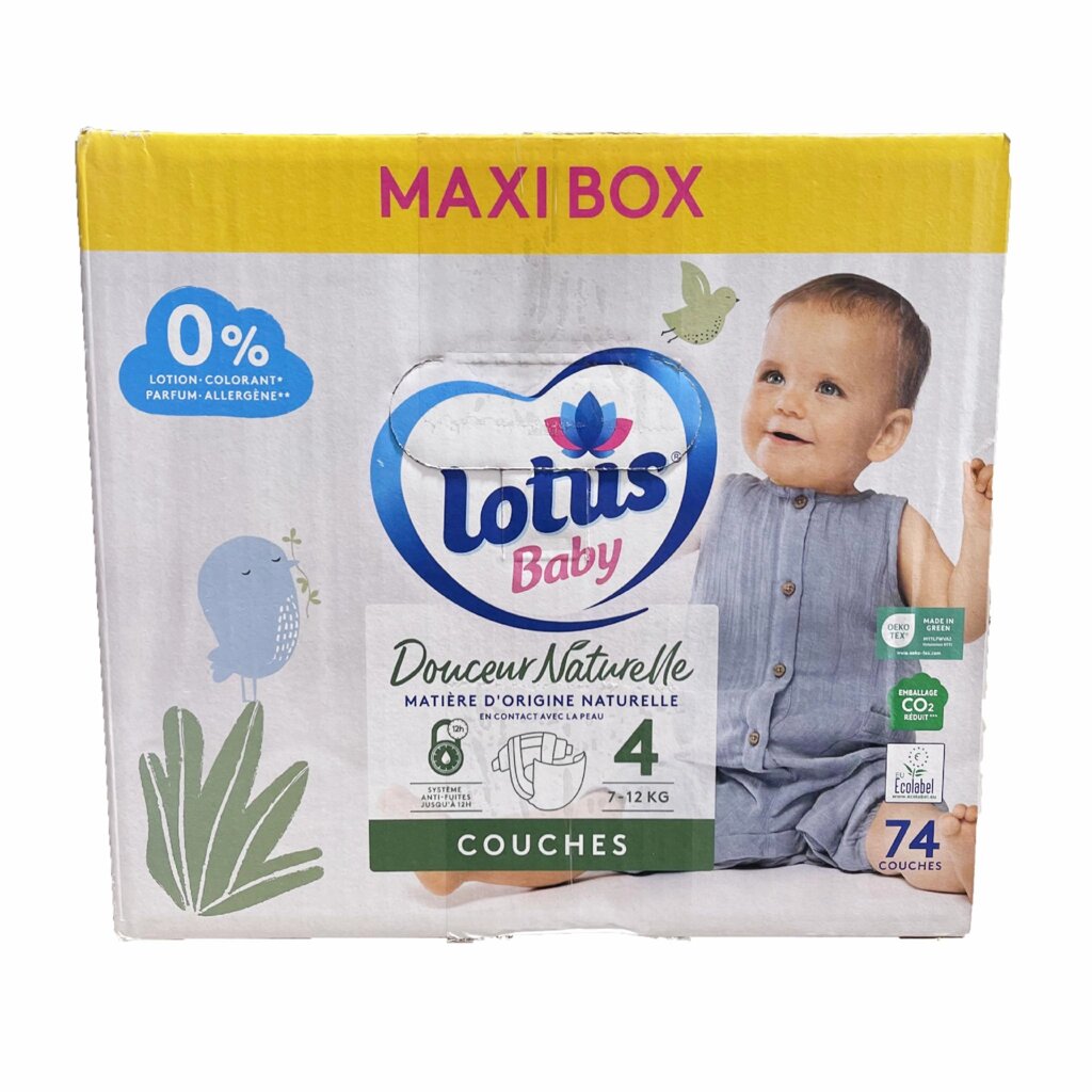 Дитячі підгузки Lotus Baby MAXI BOX 4 (7-12 кг) 74 шт від компанії Лізок - фото 1