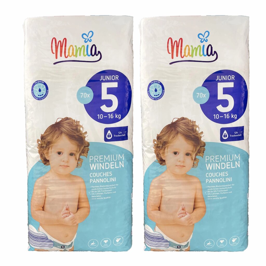 Дитячі підгузки Mamia Premium 5 Junior (10-16 кг. 140 шт від компанії Лізок - фото 1