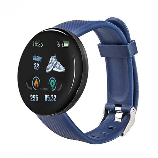 Фітнес-браслет No Brand Band D18 круглий пульсометр трекер Blue (16088-hbr) від компанії Лізок - фото 1