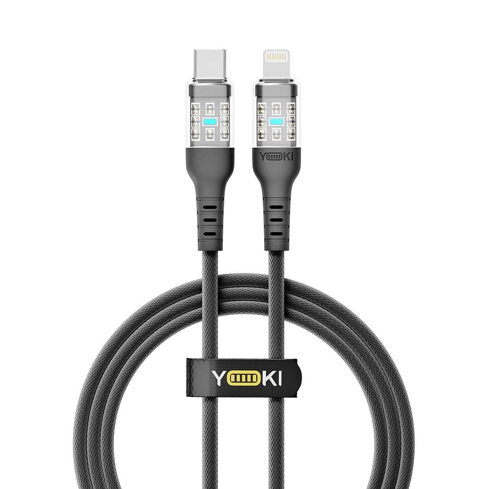 Кабель для заряджання та обміну даними USB Yoki YK-CY23 CYBER Series Type-C to Lightning 30W 3A/10V 1.2 m Чорний від компанії Лізок - фото 1