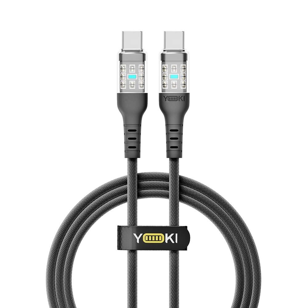 Кабель для заряджання та обміну даними USB Yoki YK-CY23 CYBER Series Type-C to Type-C 60W 3A/20V 1.2 m Чорний від компанії Лізок - фото 1