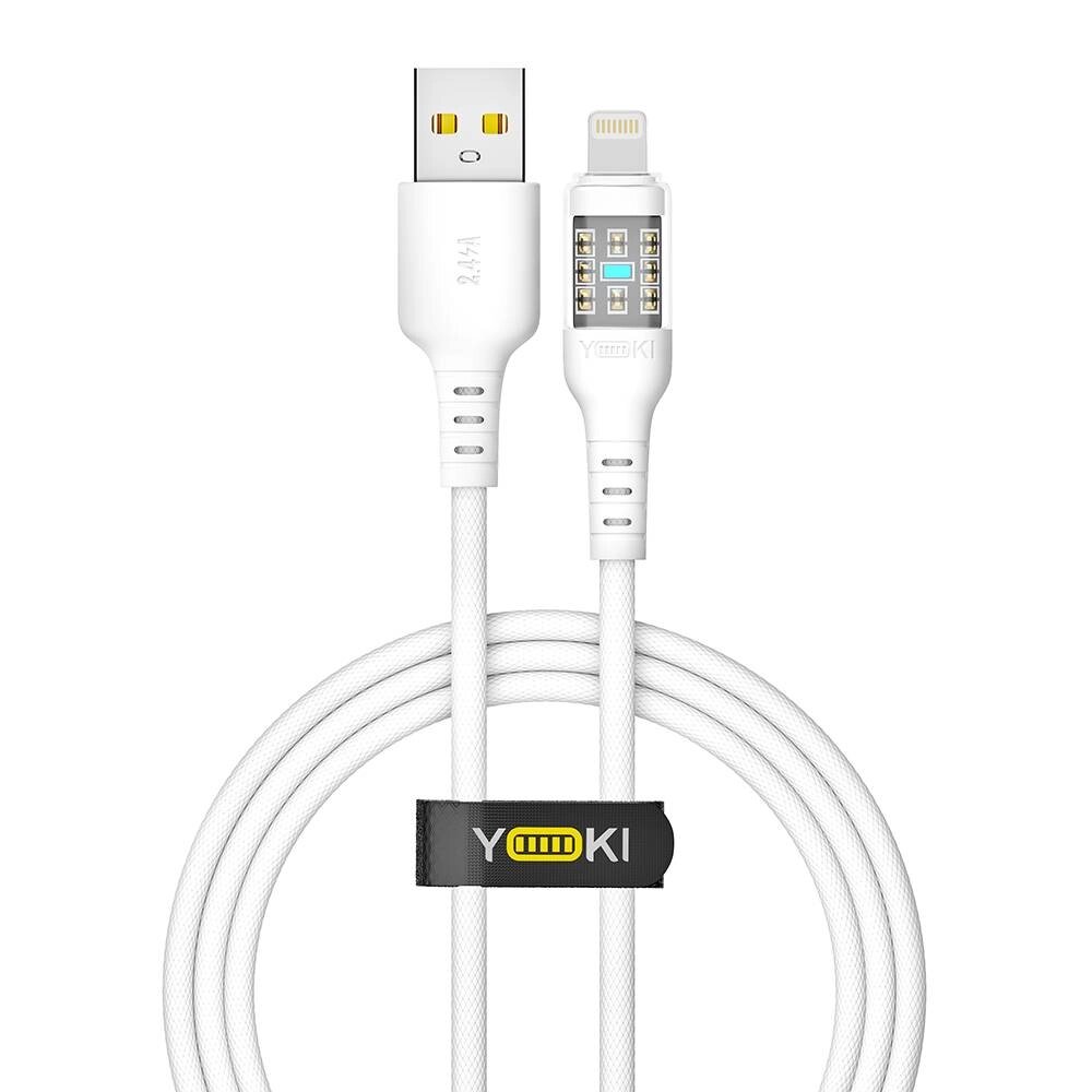 Кабель для заряджання та обміну даними USB Yoki YK-CY23 CYBER Series USB/Lightning 12W 2.4A/5V 1.2 m Білий від компанії Лізок - фото 1