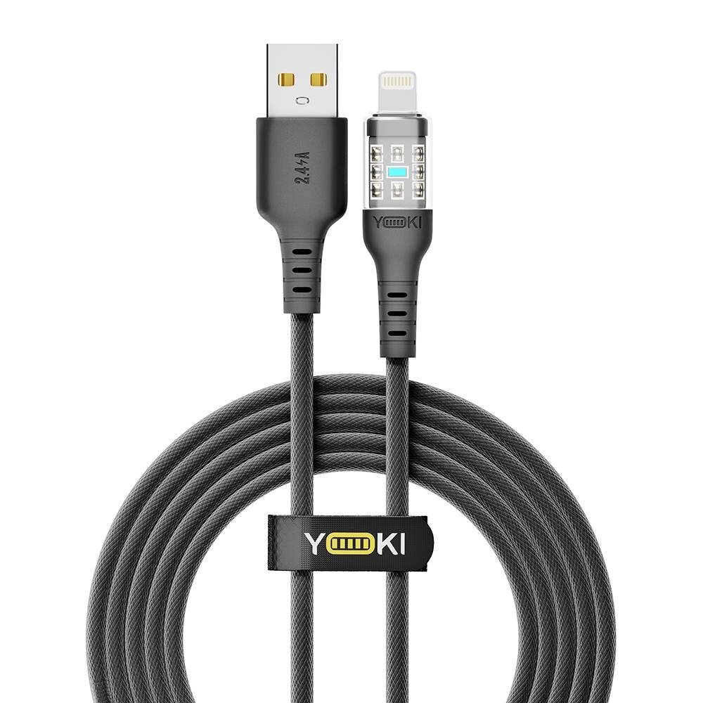 Кабель для заряджання та обміну даними USB Yoki YK-CY23 CYBER Series USB/Lightning 12W 2.4A/5V 2 m Чорний від компанії Лізок - фото 1