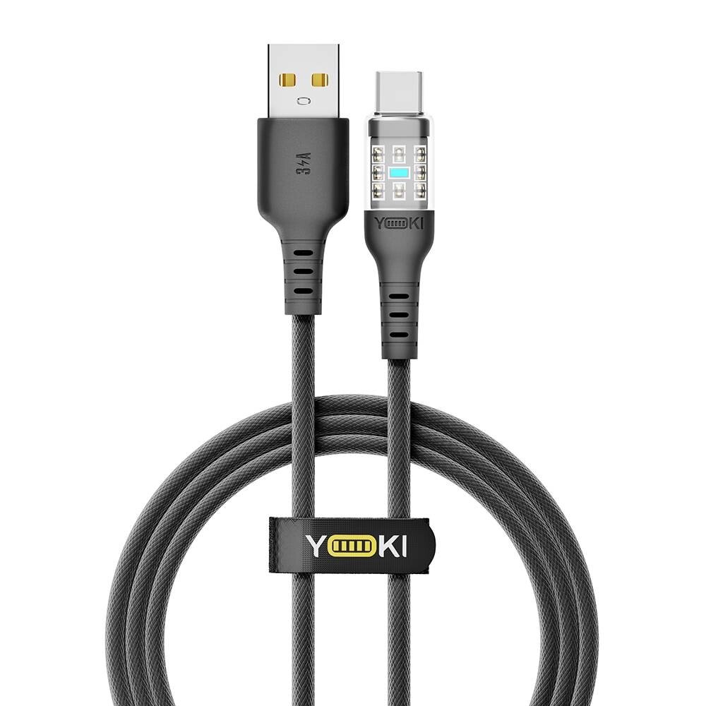 Кабель для заряджання та обміну даними USB Yoki YK-CY23 CYBER Series USB/Type C 60W 3A/20V 1.2 m Чорний від компанії Лізок - фото 1
