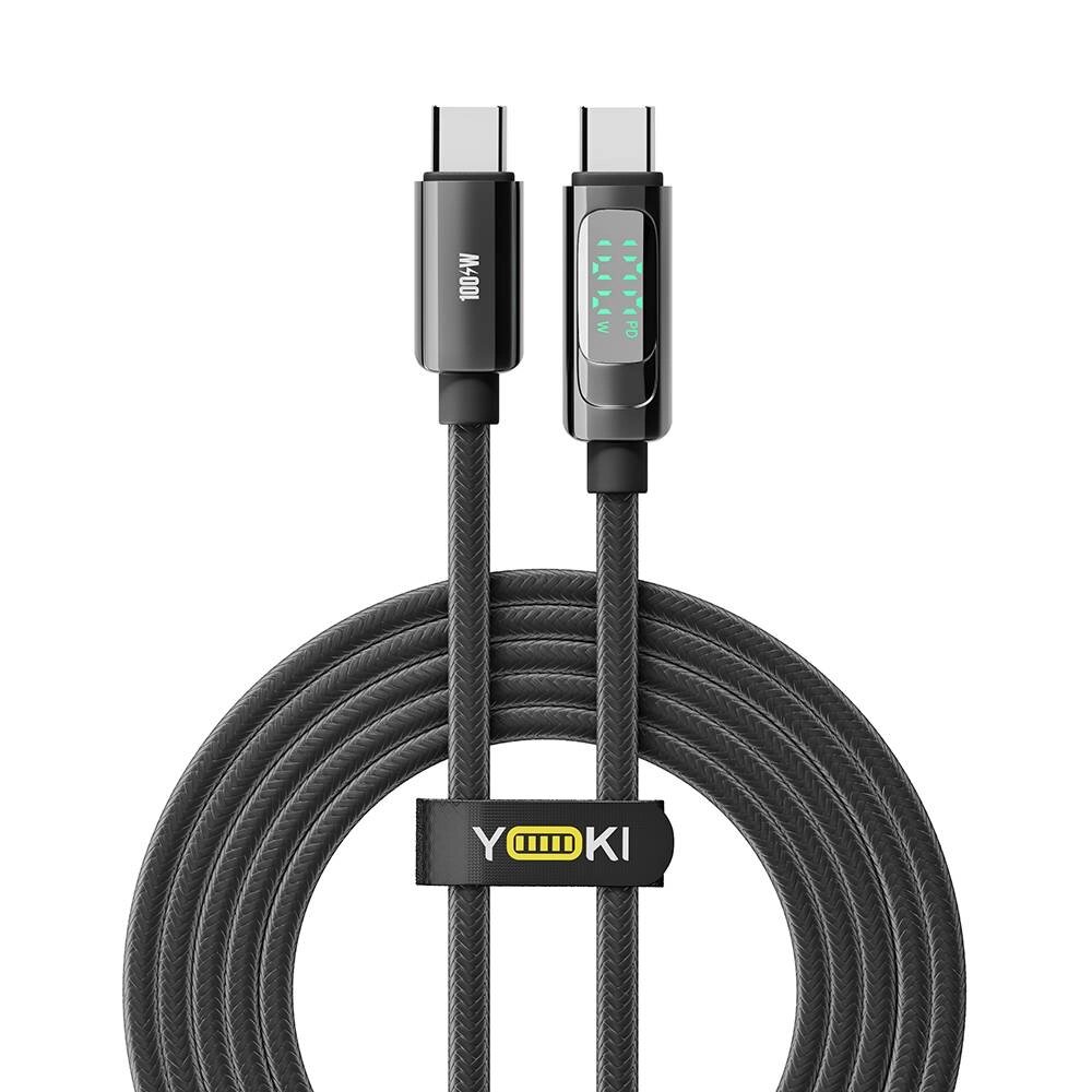 Кабель для заряджання та обміну даними USB Yoki YK-DI88 DISPLAY Series Type-C to Type-C 100W 5A/20V 2 m Black від компанії Лізок - фото 1