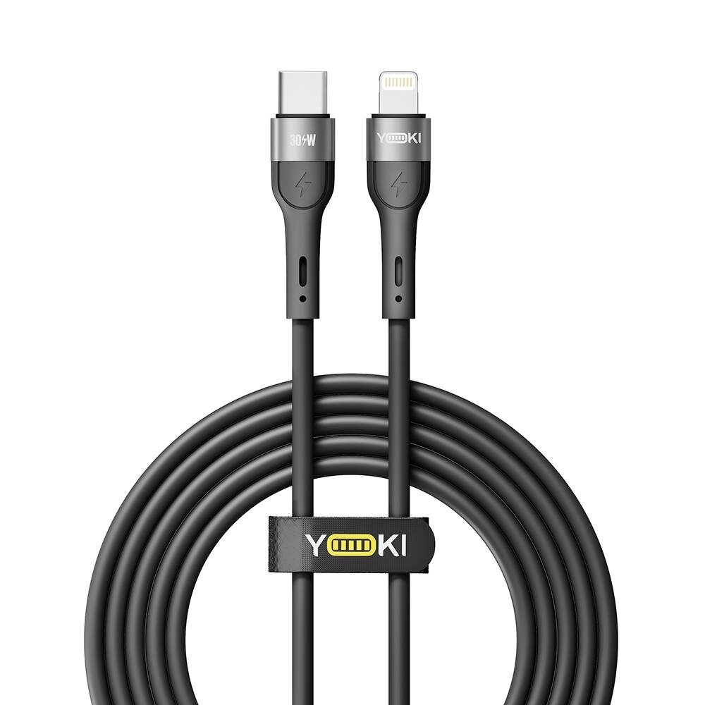 Кабель для заряджання та обміну даними USB Yoki YK-EX11 EXTRA Series Type-C to Lightning 30W 3A/10V 2 m Black від компанії Лізок - фото 1