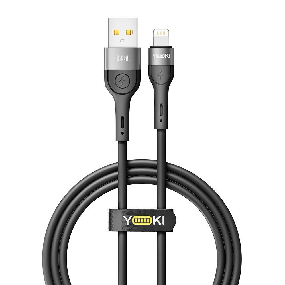 Кабель для заряджання та обміну даними USB Yoki YK-EX11 EXTRA Series USB/Lightning 12W 2.4A/5V 1.2 m Black від компанії Лізок - фото 1
