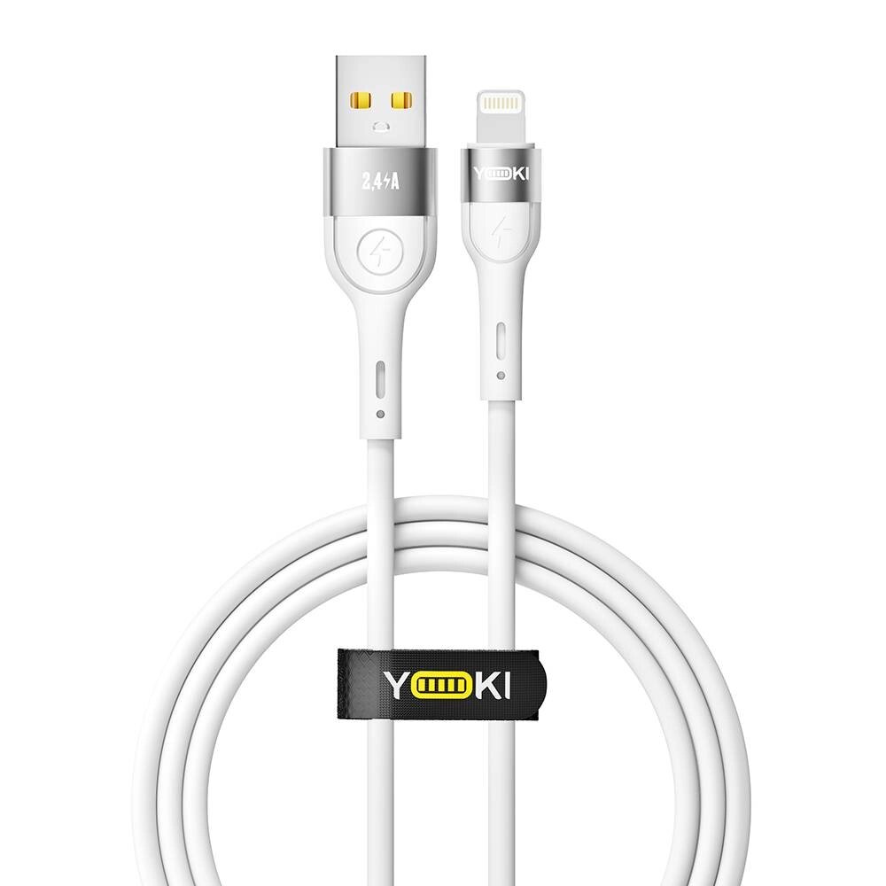 Кабель для заряджання та обміну даними USB Yoki YK-EX11 EXTRA Series USB/Lightning 12W 2.4A/5V 1.2 m White від компанії Лізок - фото 1