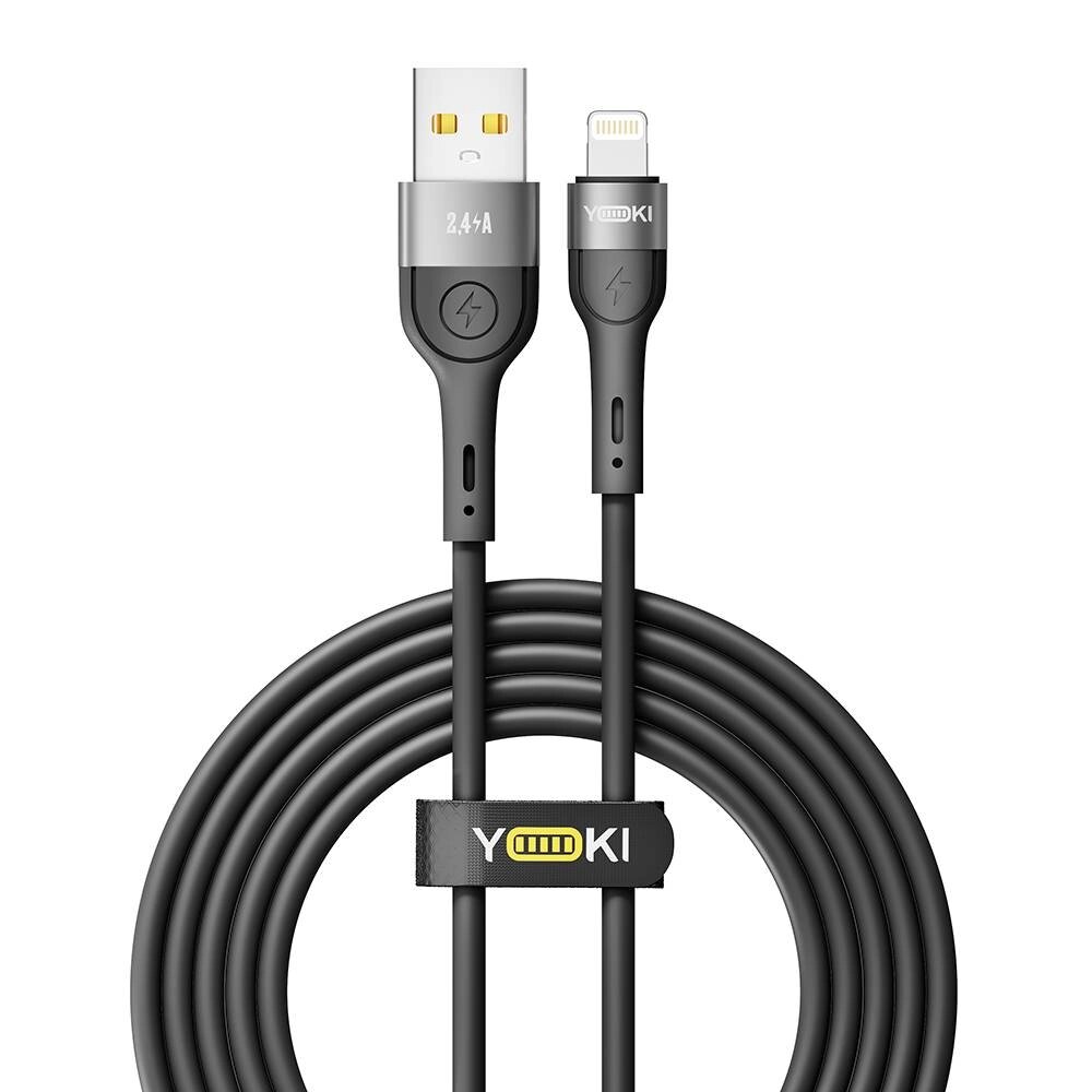 Кабель для заряджання та обміну даними USB Yoki YK-EX11 EXTRA Series USB/Lightning 12W 2.4A/5V 2 m Black від компанії Лізок - фото 1