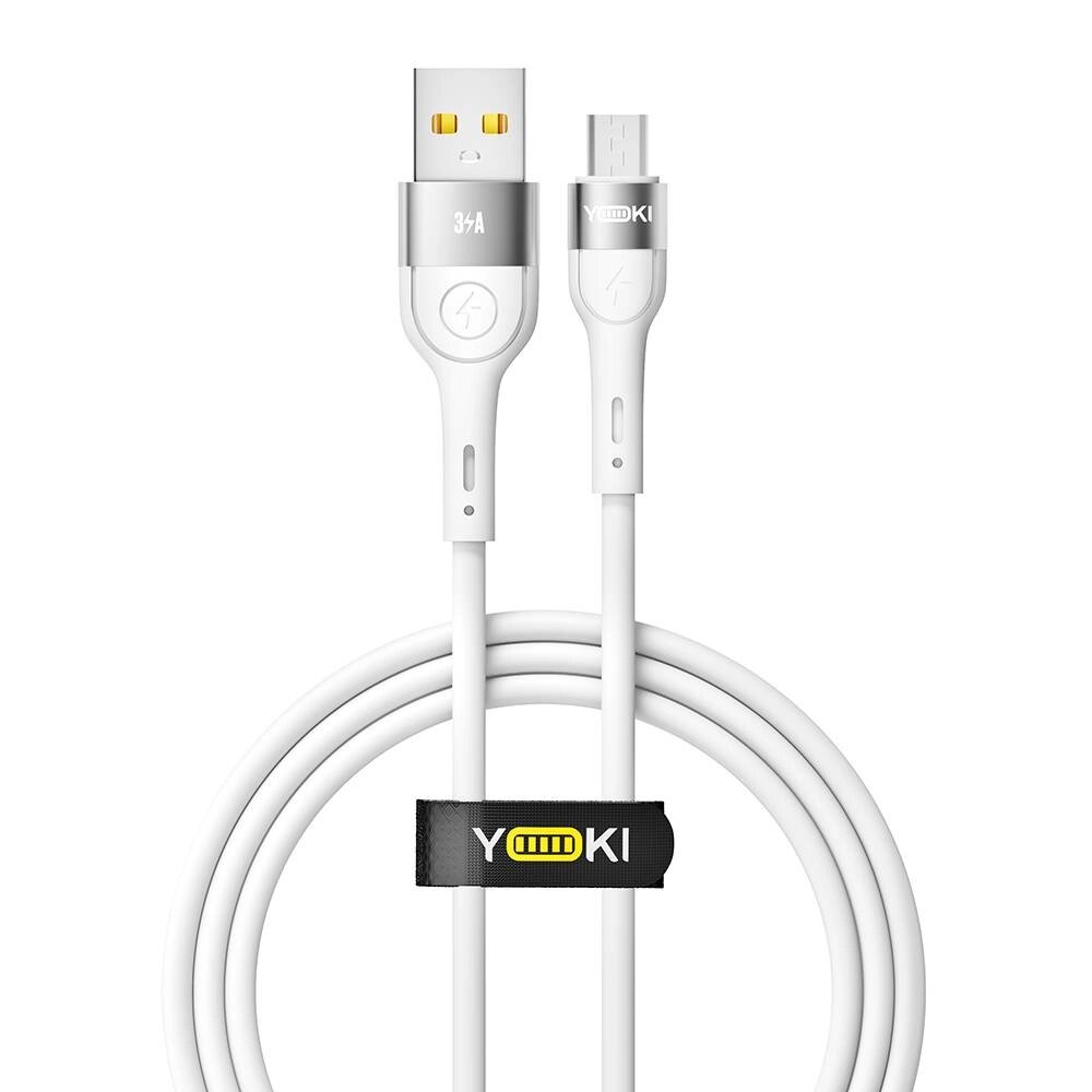 Кабель для заряджання та обміну даними USB Yoki YK-EX11 EXTRA Series USB/МicroUSB 60W 3A/20V 1.2 m White від компанії Лізок - фото 1