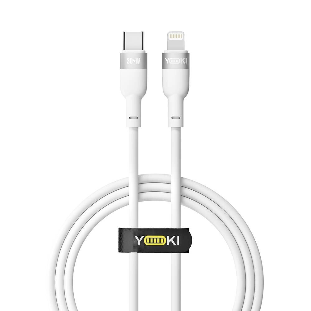 Кабель для заряджання та обміну даними USB Yoki YK-SI50 SILICONE Series Type-C to Lightning 30W 3A/10V 1.2 м Білий від компанії Лізок - фото 1