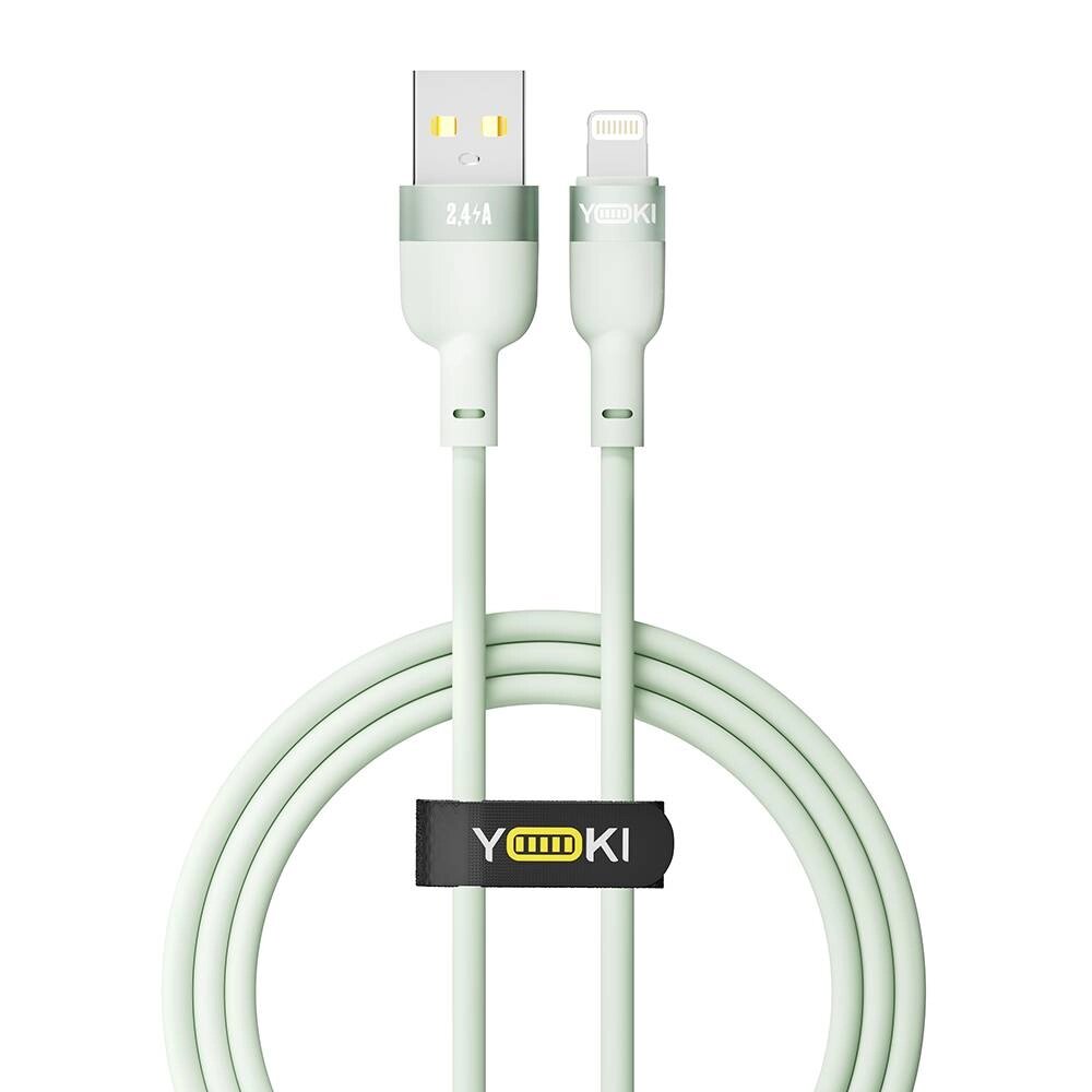 Кабель для заряджання та обміну даними USB Yoki YK-SI50 SILICONE Series USB/Lightning 12W 2.4A/5V 1.2 м Зелений від компанії Лізок - фото 1
