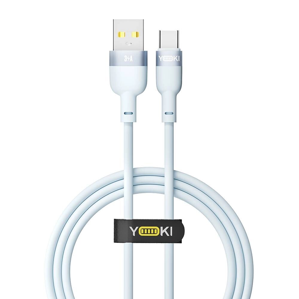 Кабель для заряджання та обміну даними USB Yoki YK-SI50 SILICONE Series USB/Type C 60W 3A/20V 1.2 м Синій від компанії Лізок - фото 1