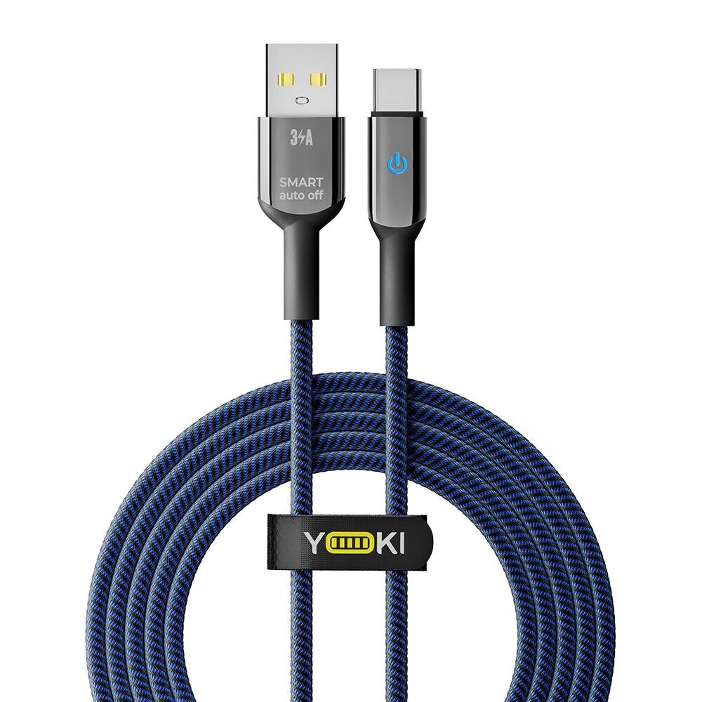Кабель для заряджання та обміну даними USB Yoki YK-SM31 SMART Series USB/Type C 60W 3A/20V 2 м Чорно-Синій від компанії Лізок - фото 1
