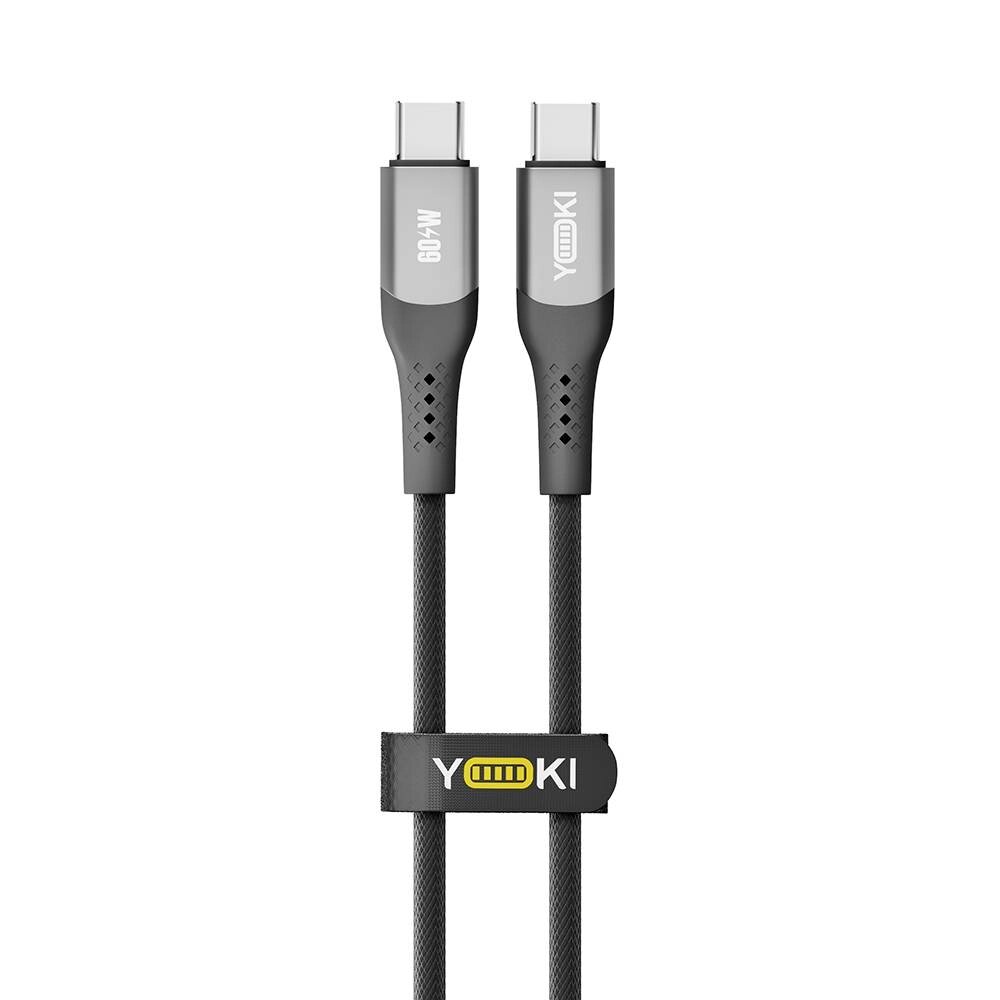 Кабель для заряджання та обміну даними USB Yoki YK-SO15 SOLID Series Type-C to Type-C 60W 3A/20V 0.25 м Чорний від компанії Лізок - фото 1