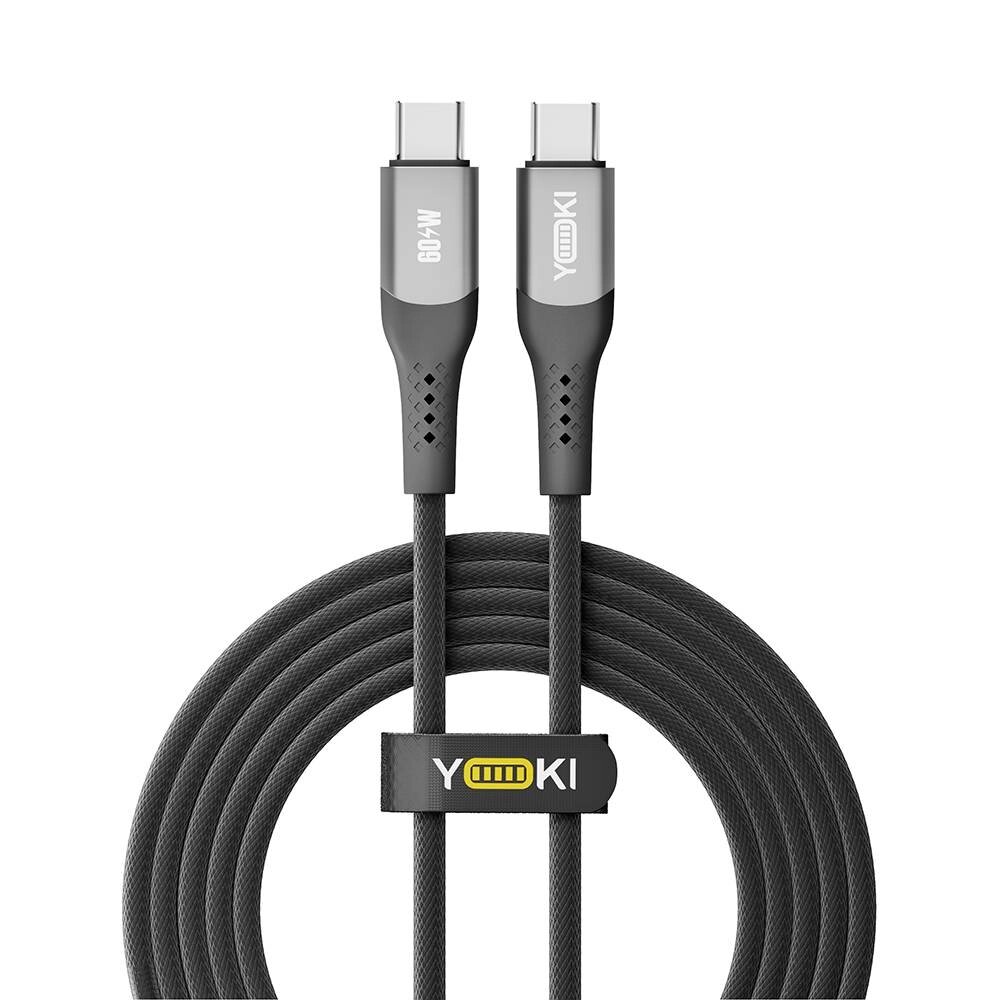 Кабель для заряджання та обміну даними USB Yoki YK-SO15 SOLID Series Type-C to Type-C 60W 3A/20V 2 м Чорний від компанії Лізок - фото 1