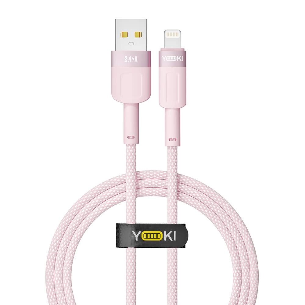 Кабель для заряджання та обміну даними USB Yoki YK-ST41 STYLE Series USB/Lightning 12W 2.4A/5V 1.2 м Рожевий від компанії Лізок - фото 1