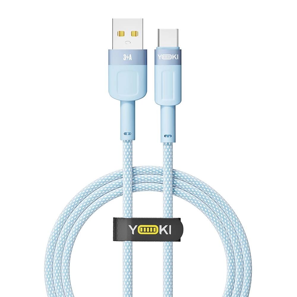 Кабель для заряджання та обміну даними USB Yoki YK-ST41 STYLE Series USB/Type C 60W 3A/20V 1.2 m Blue від компанії Лізок - фото 1