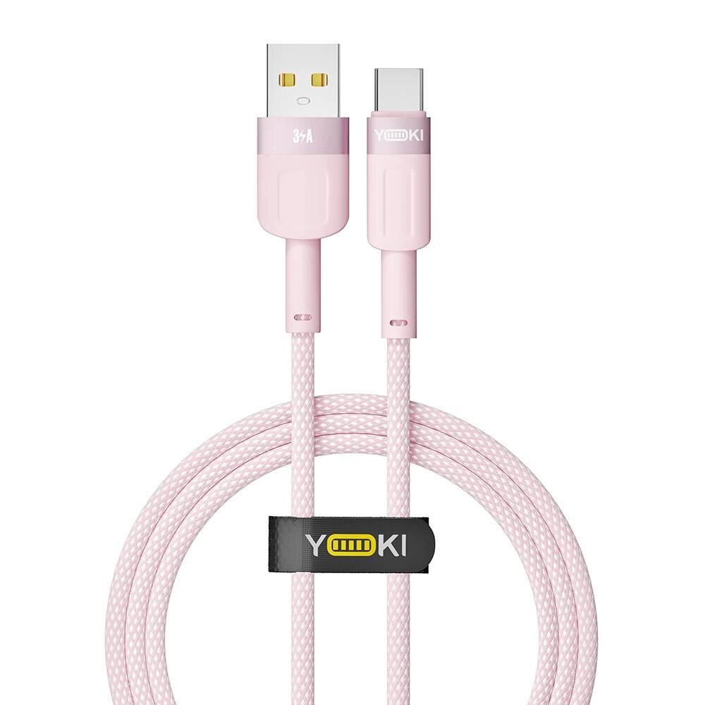 Кабель для заряджання та обміну даними USB Yoki YK-ST41 STYLE Series USB/Type C 60W 3A/20V 1.2 м Рожевий від компанії Лізок - фото 1