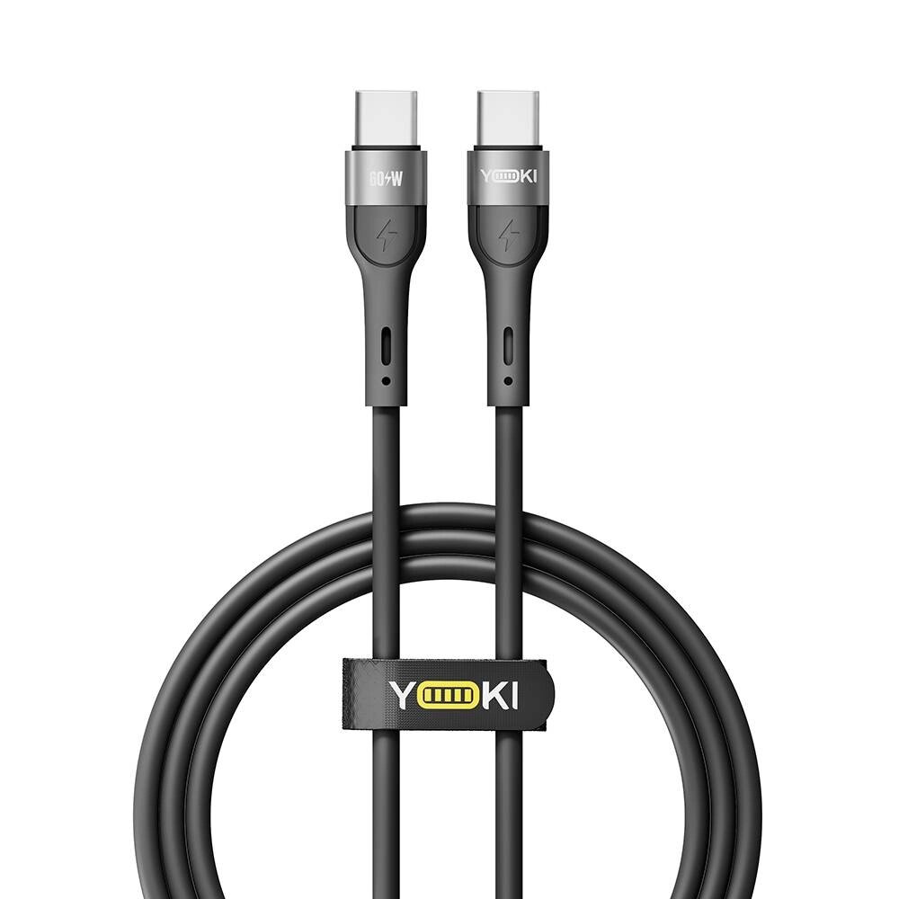 Кабель для заряджання та обміну даними Yoki YK-EX11 EXTRA Series Type-C to Type-C 60W 3A/20V 1.2 m Black від компанії Лізок - фото 1