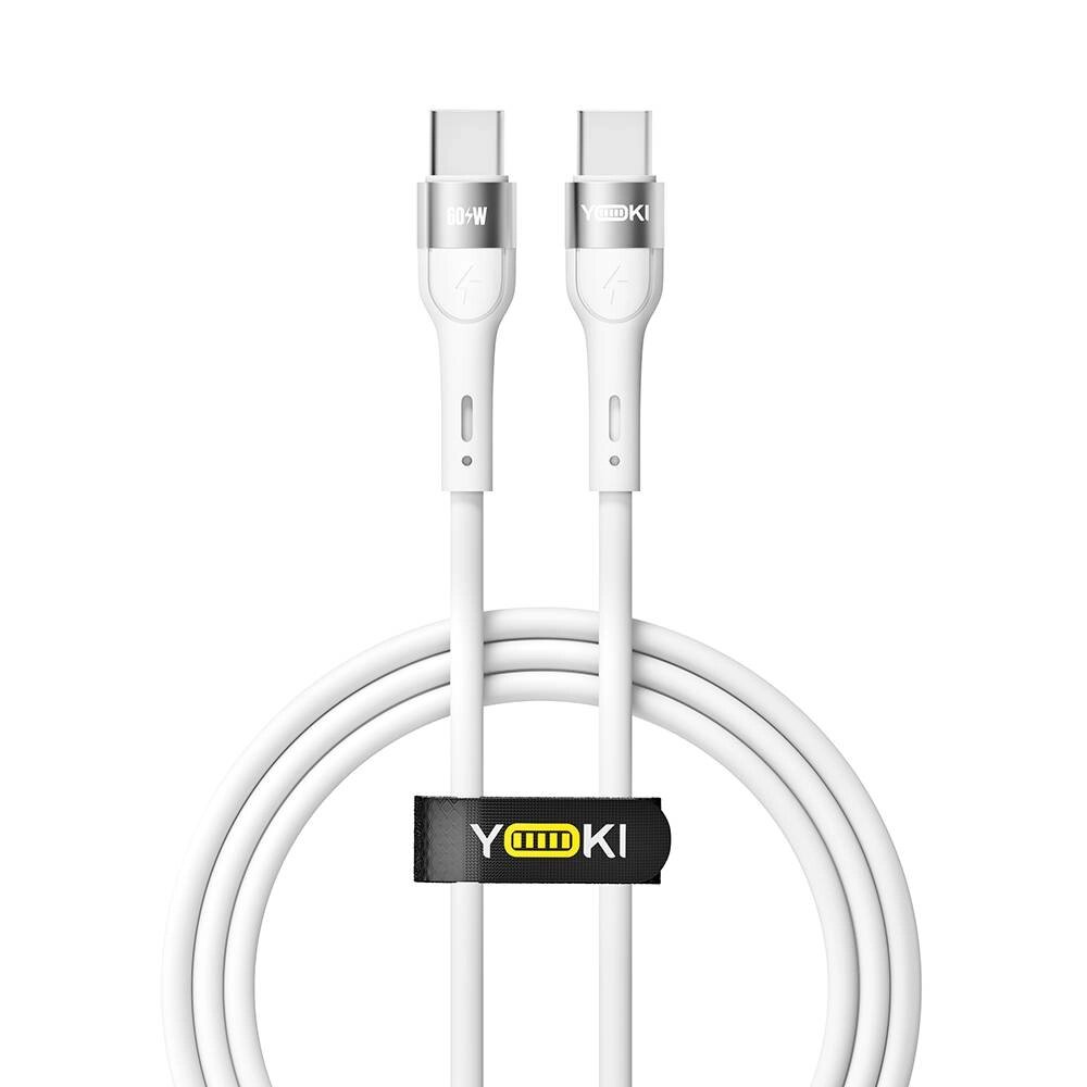 Кабель для заряджання та обміну даними Yoki YK-EX11 EXTRA Series Type-C to Type-C 60W 3A/20V 1.2 m White від компанії Лізок - фото 1