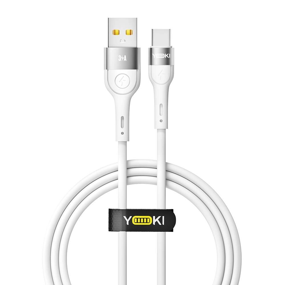 Кабель для заряджання та обміну даними Yoki YK-EX11 EXTRA Series USB/Type C 60W 3A/20V 1.2 m White від компанії Лізок - фото 1