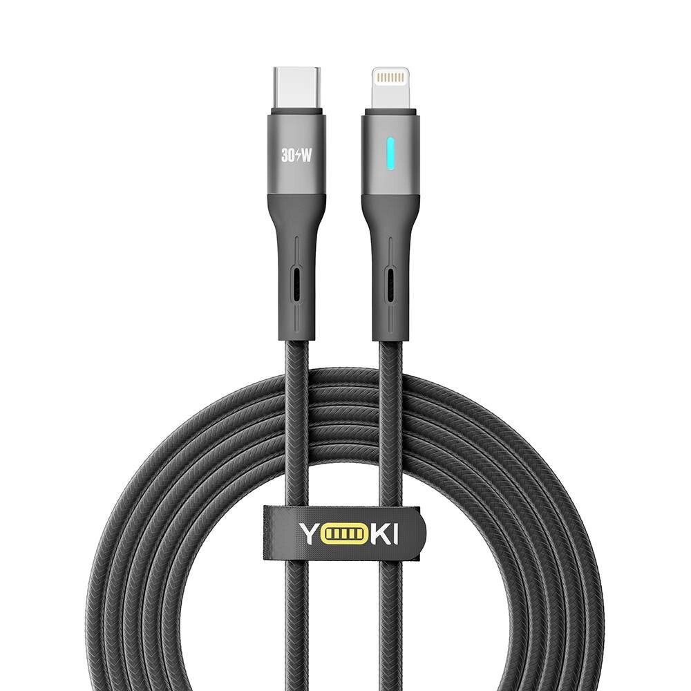 Кабель для заряджання та обміну даними Yoki YK-LE17 LED Series Type-C to Lightning 30W 3A/10V 2 m Black від компанії Лізок - фото 1