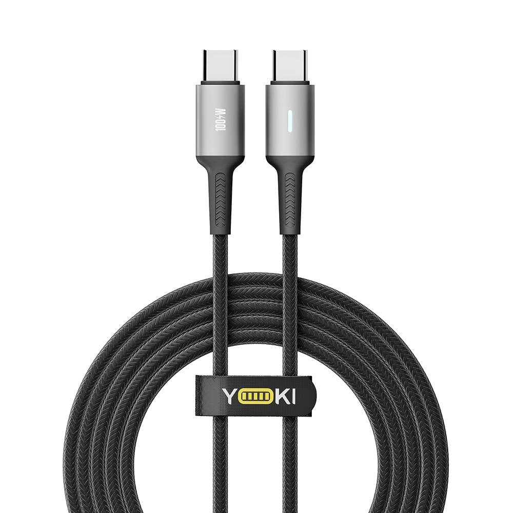 Кабель для заряджання та обміну даними Yoki YK-PO70 POWER Series Type-C to Type-C 100W 5A/20V 2 м Чорний від компанії Лізок - фото 1