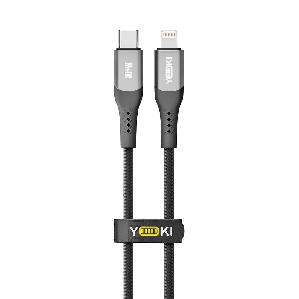 Кабель для заряджання та обміну даними Yoki YK-SO15 SOLID Series Type-C to Lightning 30W 3A/10V 0.25 м Чорний від компанії Лізок - фото 1