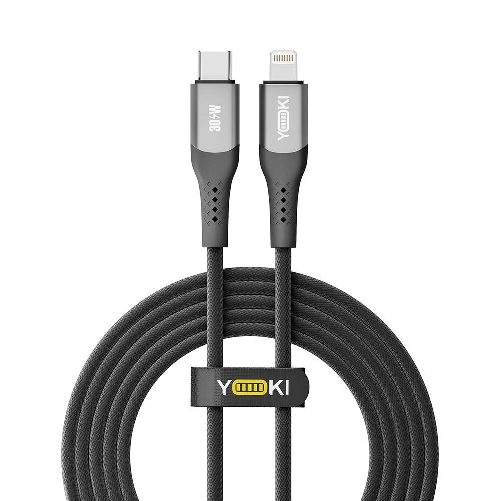 Кабель для заряджання та обміну даними Yoki YK-SO15 SOLID Series Type-C to Lightning 30W 3A/10V 2 м Чорний від компанії Лізок - фото 1