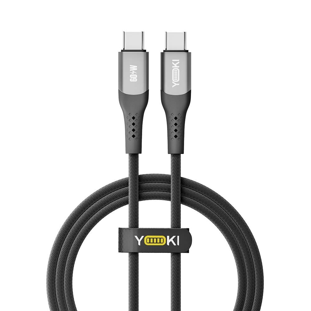 Кабель для заряджання та обміну даними Yoki YK-SO15 SOLID Series Type-C to Type-C 60W 3A/20V 1.2 м Чорний від компанії Лізок - фото 1
