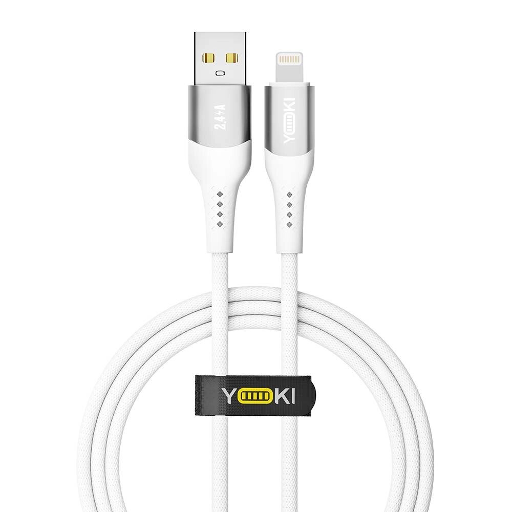 Кабель для заряджання та обміну даними Yoki YK-SO15 SOLID Series USB/Lightning 12W 2.4A/5V 1.2 м Білий від компанії Лізок - фото 1