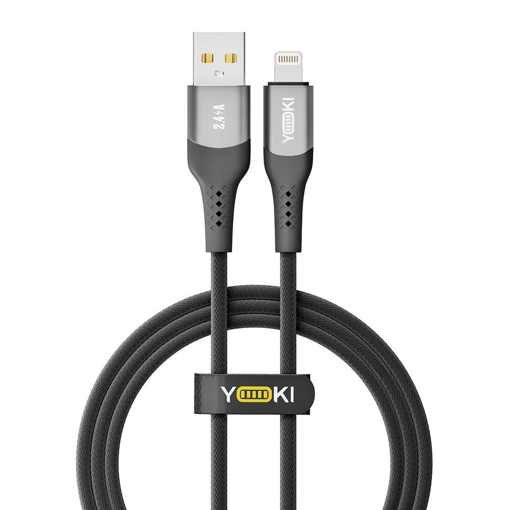 Кабель для заряджання та обміну даними Yoki YK-SO15 SOLID Series USB/Lightning 12W 2.4A/5V 1.2 м Чорний від компанії Лізок - фото 1