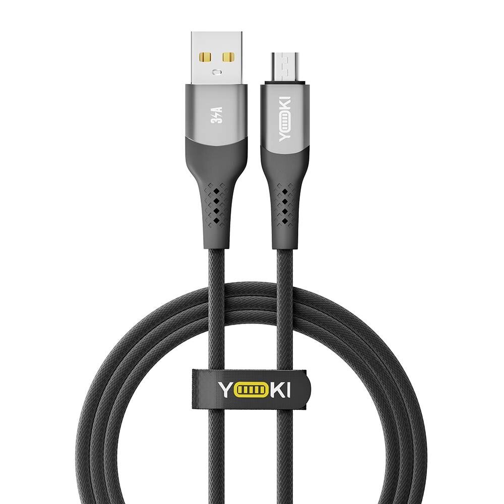 Кабель для заряджання та обміну даними Yoki YK-SO15 SOLID Series USB/МicroUSB 60W 3A/20V 1.2 м Чорний від компанії Лізок - фото 1
