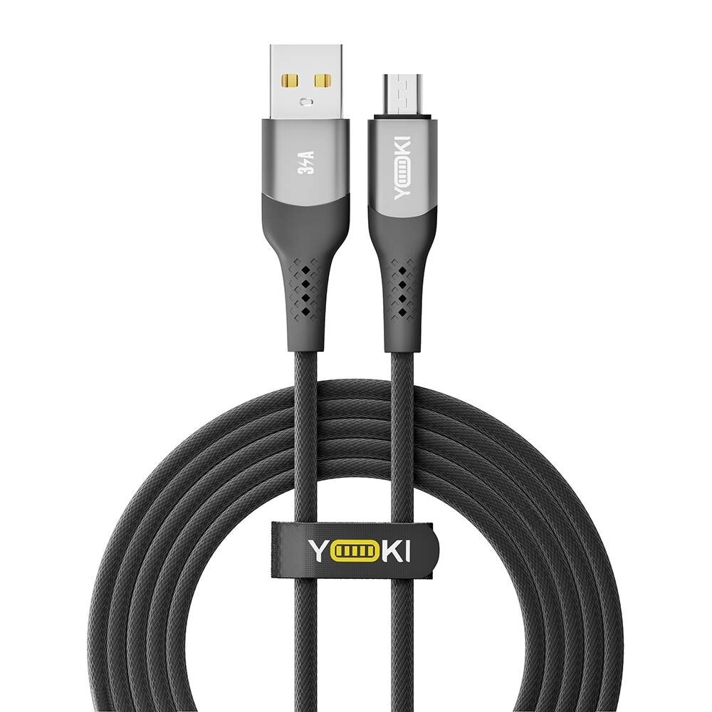 Кабель для заряджання та обміну даними Yoki YK-SO15 SOLID Series USB/МicroUSB 60W 3A/20V 2 м Чорний від компанії Лізок - фото 1