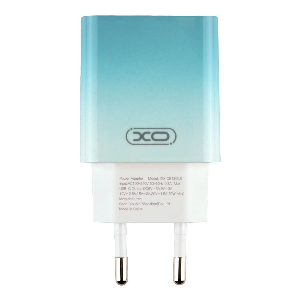 Комплект зарядного пристрою XO CE18 1Type-C PD/QC 30W Type-C to Type-C Blue від компанії Лізок - фото 1