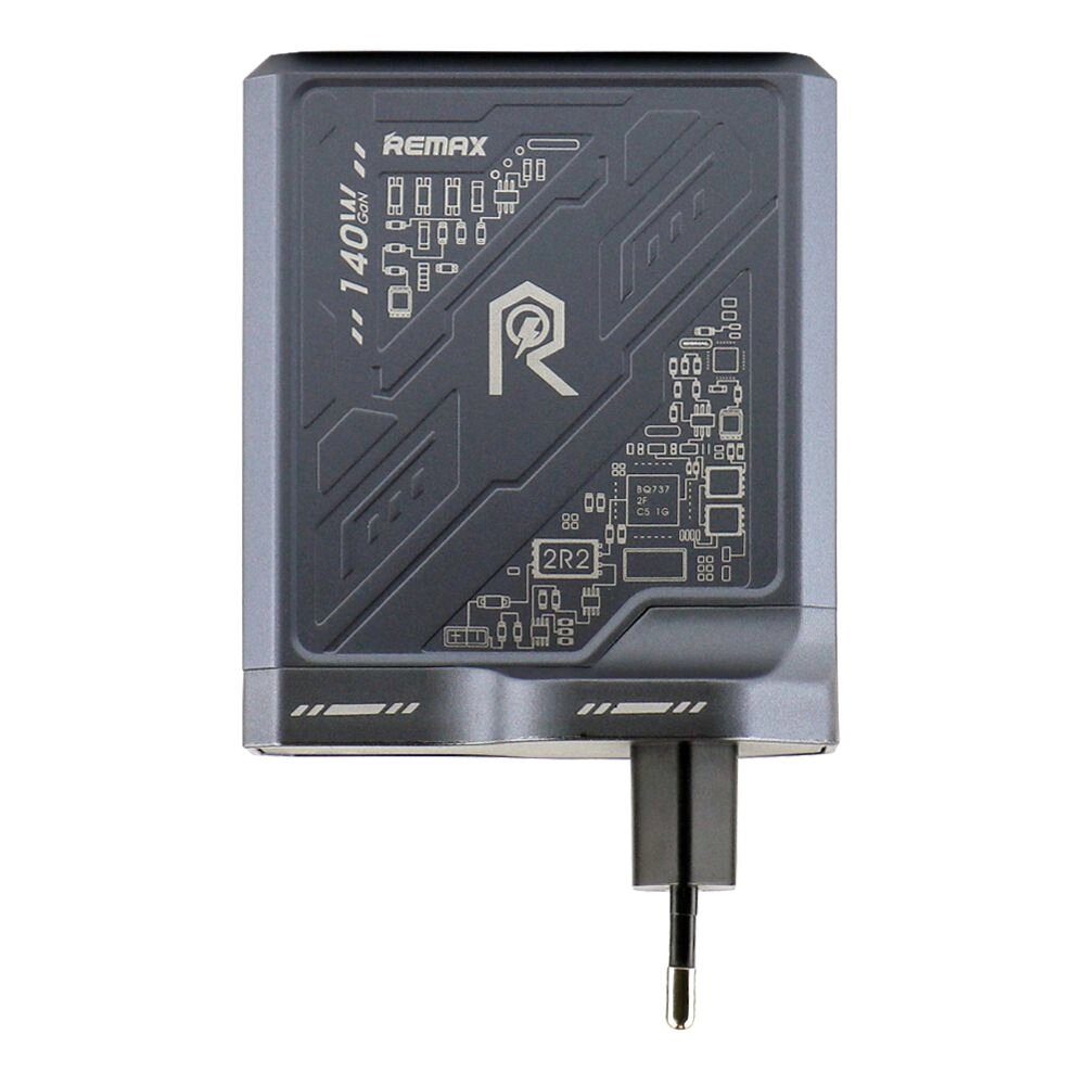 Мережеве зарядний пристрій Remax RP-U106 Mecha Warrior GaN 140W 2C/1A MacBook Pro PD 3.1 Lenovo IdeaPad 14pro Grey від компанії Лізок - фото 1