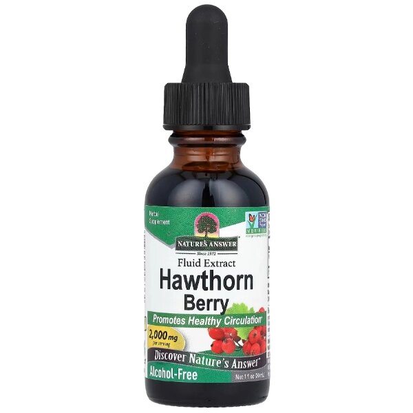 Комплекс для профілактики нервової системи Nature's Answer Hawthorn Berry 2000 mg Alcohol-Free 30 ml 15 servings - особливості