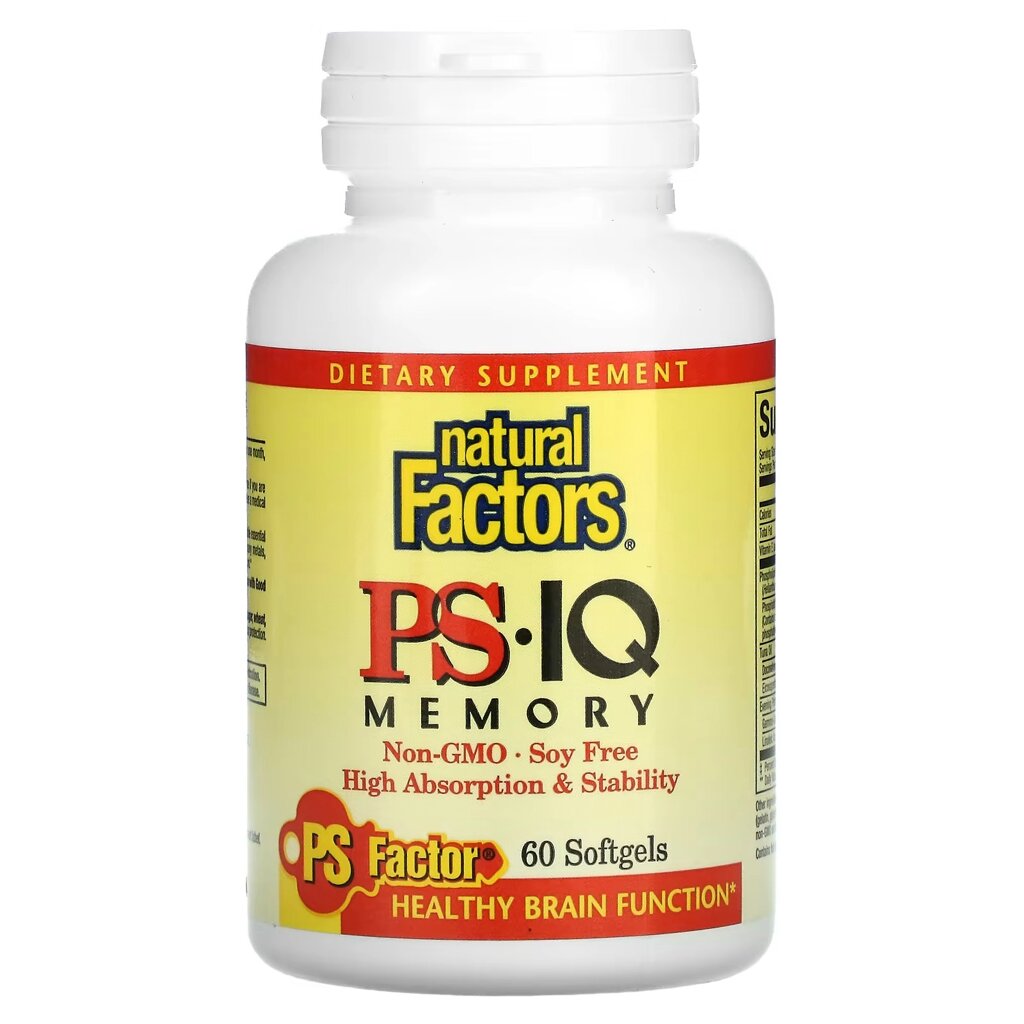 Комплекс для профілактики роботи головного мозку Natural Factors PS - IQ Memory 60 Softgels - замовити