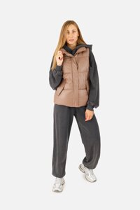 Жіночий жилет XUEJIAYI утеплений М Коричневий ЦБ-00256293 (SKT001009758)